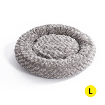 Pet Bed Dog Cat Nest Calming Donut Mat Soft Plush Kennel Cave Deep Sleeping L PaWz